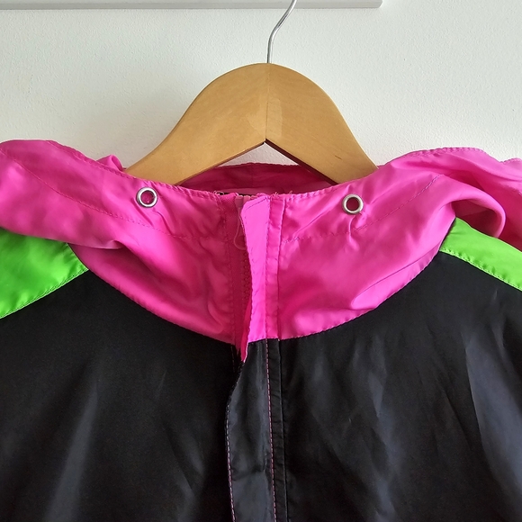 NASA Pink Green Neon Colorblock Windbreaker Pullover by Chemistry – Size L - Picture 9 of 16